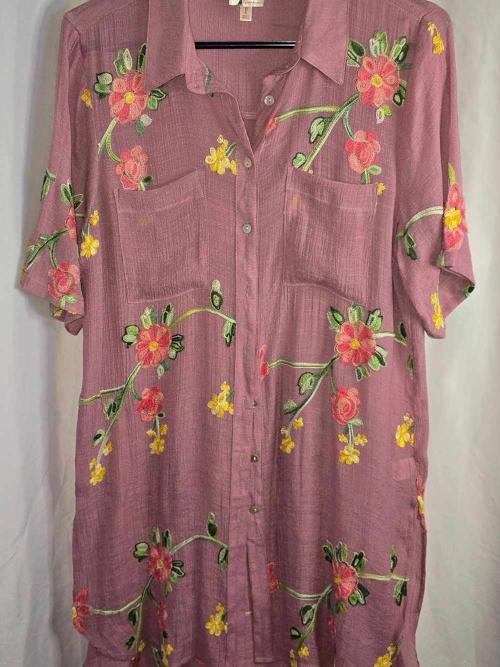 fig and flower Dusty Mauve Textured  emproidered Top lg